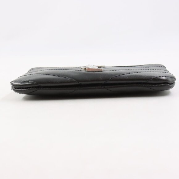 NWT Saint Laurent Cassandre Matelasse Key Pouch in Quilted Black Leather/Silver - Picture 5 of 14